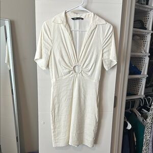 Zara cream short sleeve O ring dress